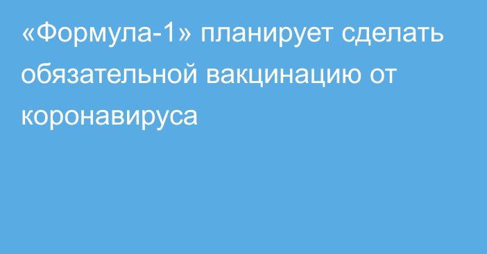 «Формула-1» планирует сделать обязательной вакцинацию от коронавируса