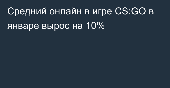 Средний онлайн в игре CS:GO в январе вырос на 10%