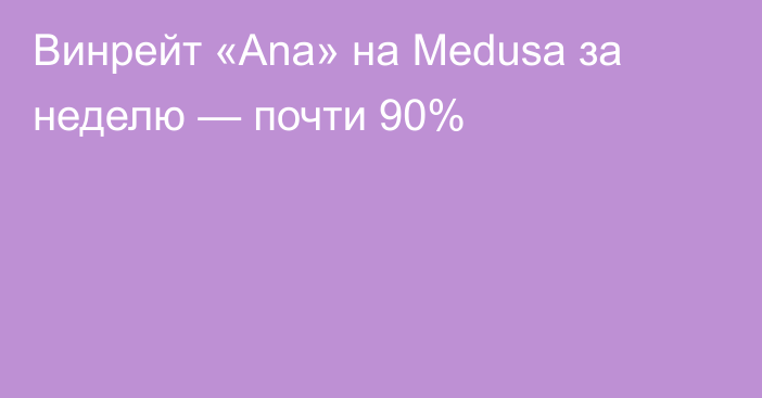 Винрейт «Ana» на Medusa за неделю — почти 90%