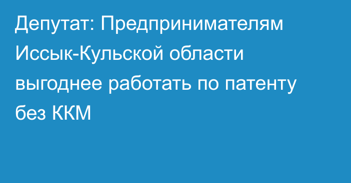 Депутат: Предпринимателям Иссык-Кульской области выгоднее работать по патенту без ККМ