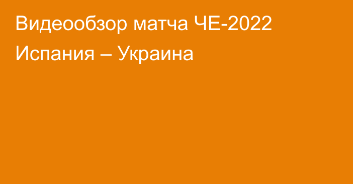 Видеообзор матча ЧЕ-2022 Испания – Украина