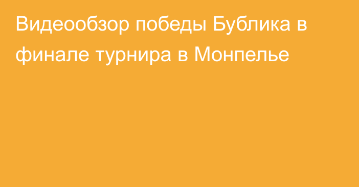 Видеообзор победы Бублика в финале турнира в Монпелье