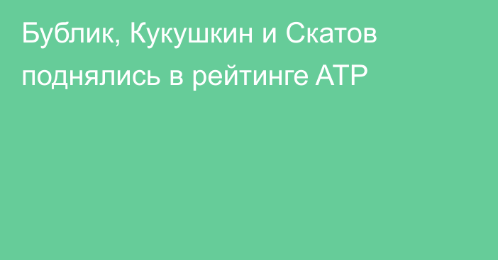 Бублик, Кукушкин и Скатов поднялись в рейтинге ATP