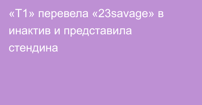 «T1» перевела «23savage» в инактив и представила стендина