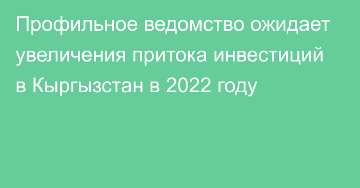 Профильное ведомство ожидает увеличения притока инвестиций в Кыргызстан в 2022 году