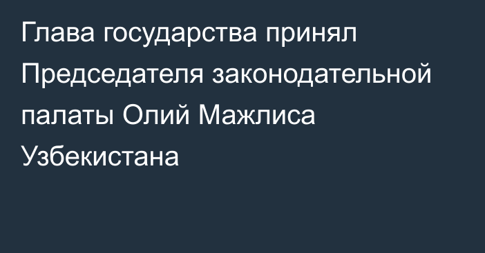 Глава государства принял Председателя законодательной палаты Олий Мажлиса Узбекистана