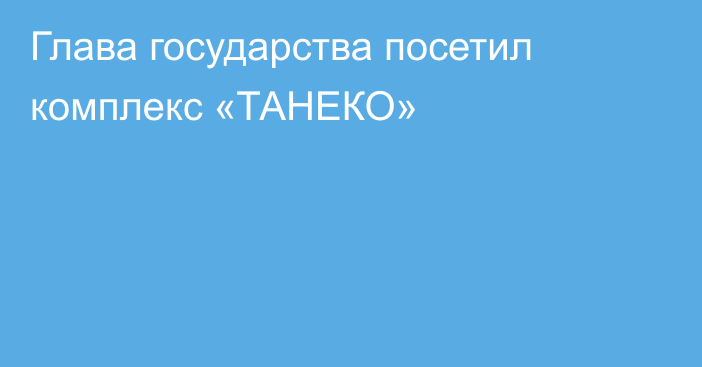 Глава государства посетил комплекс «ТАНЕКО»