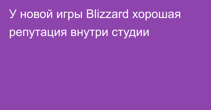 У новой игры Blizzard хорошая репутация внутри студии