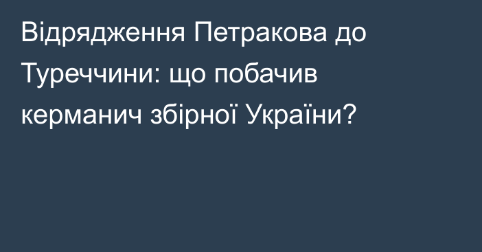 Відрядження Петракова до Туреччини: що побачив керманич збірної України?