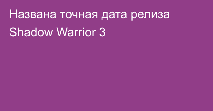 Названа точная дата релиза Shadow Warrior 3