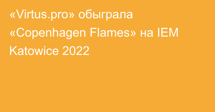 «Virtus.pro» обыграла «Copenhagen Flames» на IEM Katowice 2022