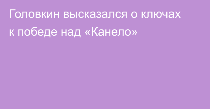 Головкин высказался о ключах к победе над «Канело»