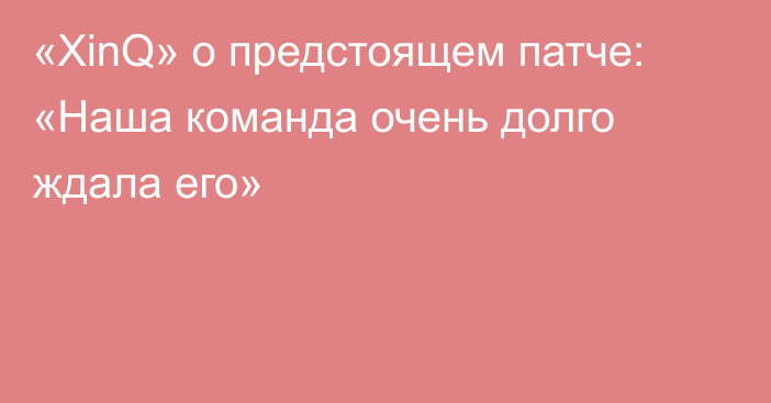 «XinQ» о предстоящем патче: «Наша команда очень долго ждала его»