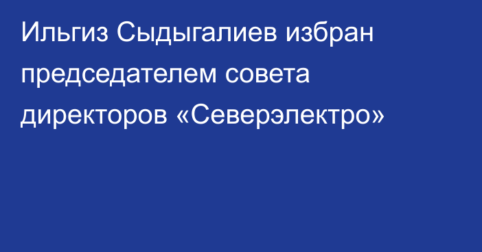 Ильгиз Сыдыгалиев избран председателем совета директоров «Северэлектро»