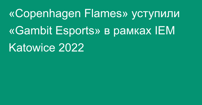 «Copenhagen Flames» уступили «Gambit Esports» в рамках IEM Katowice 2022