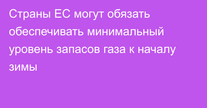 Страны ЕС могут обязать обеспечивать минимальный уровень запасов газа к началу зимы