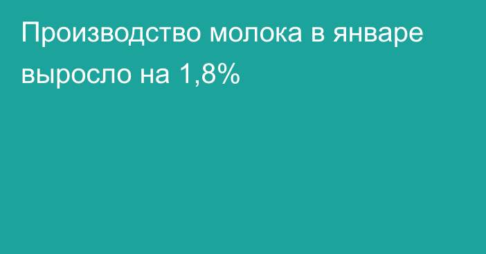 Производство молока в январе выросло на 1,8%