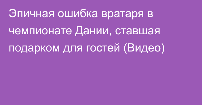 Эпичная ошибка вратаря в чемпионате Дании, ставшая подарком для гостей (Видео)