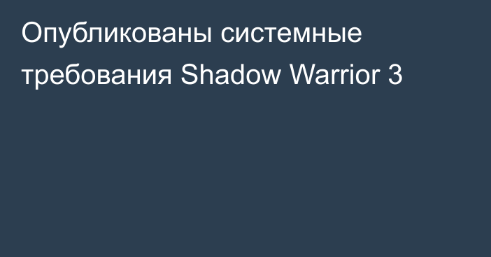 Опубликованы системные требования Shadow Warrior 3