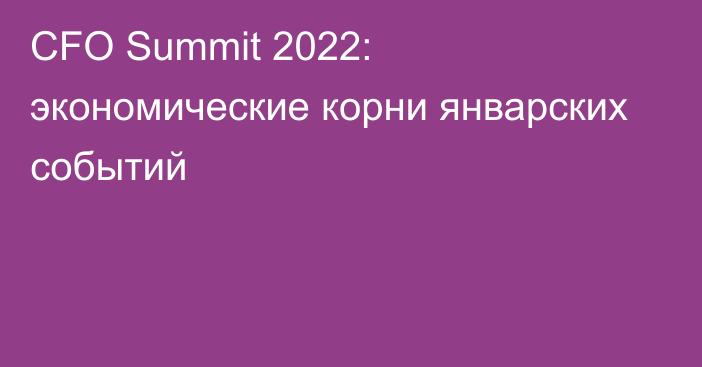 CFO Summit 2022: экономические корни январских событий