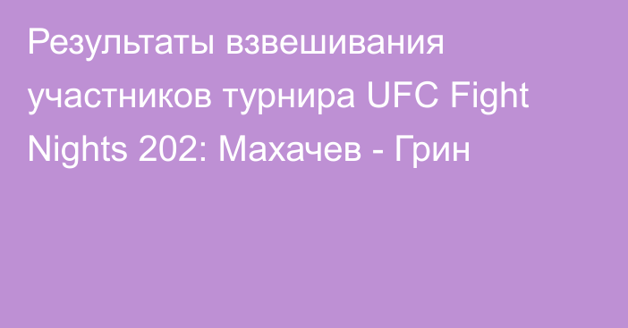 Результаты взвешивания участников турнира UFC Fight Nights 202: Махачев - Грин