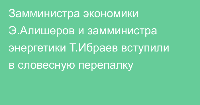 Замминистра экономики Э.Алишеров и замминистра энергетики Т.Ибраев вступили в словесную перепалку