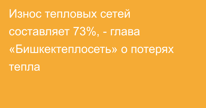 Износ тепловых сетей составляет 73%, - глава «Бишкектеплосеть» о потерях тепла