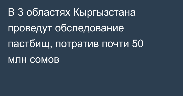 В 3 областях Кыргызстана проведут обследование пастбищ, потратив почти 50 млн сомов