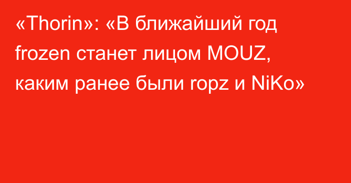 «Thorin»: «В ближайший год frozen станет лицом MOUZ, каким ранее были ropz и NiKo»