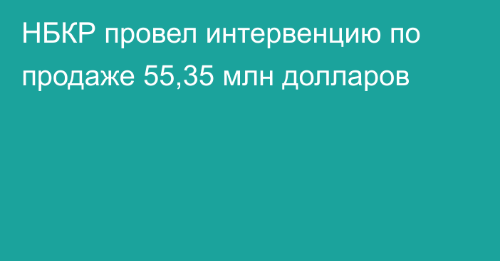 НБКР провел интервенцию по продаже 55,35 млн долларов