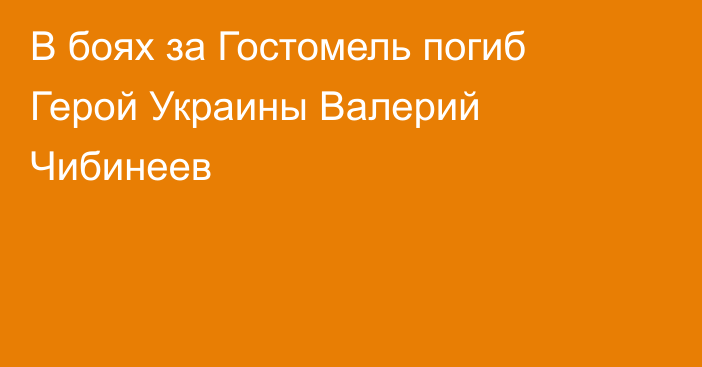 В боях за Гостомель погиб Герой Украины Валерий Чибинеев