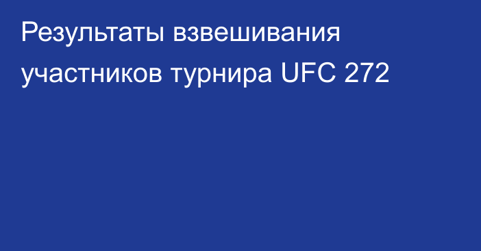 Результаты взвешивания участников турнира UFC 272
