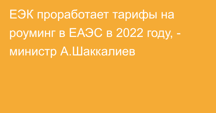 ЕЭК проработает тарифы на роуминг в ЕАЭС в 2022 году, - министр А.Шаккалиев