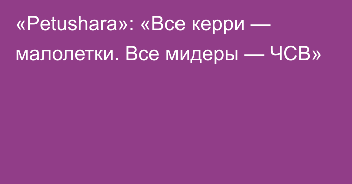 «Petushara»: «Все керри — малолетки. Все мидеры — ЧСВ»