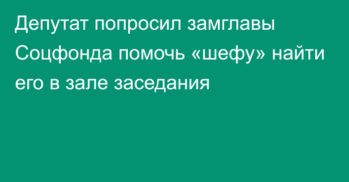 Депутат попросил замглавы Соцфонда помочь «шефу» найти его в зале заседания