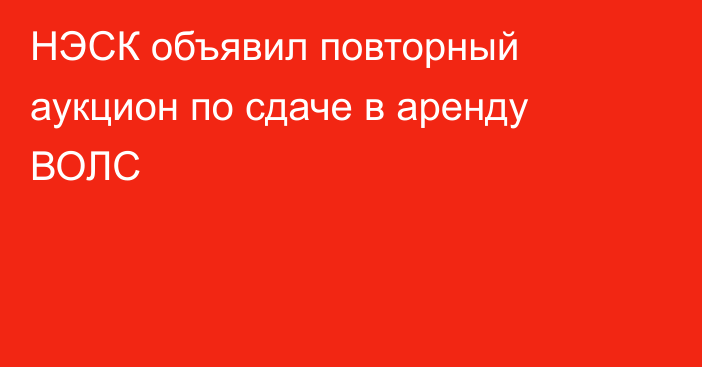 НЭСК объявил повторный аукцион по сдаче в аренду ВОЛС