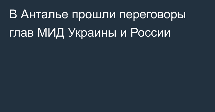 В Анталье прошли переговоры глав МИД Украины и России