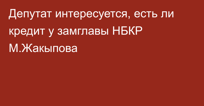 Депутат интересуется, есть ли кредит у замглавы НБКР М.Жакыпова