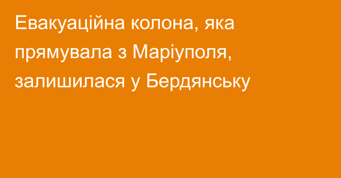 Евакуаційна колона, яка прямувала з Маріуполя, залишилася у Бердянську