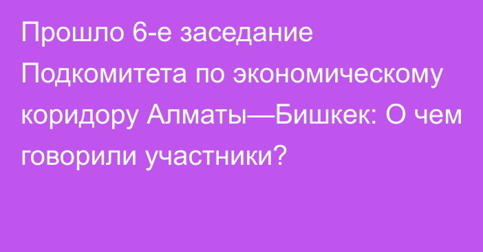 Прошло 6-е заседание Подкомитета по экономическому коридору Алматы—Бишкек: О чем говорили участники?