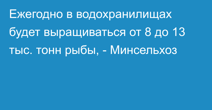 Ежегодно в водохранилищах будет выращиваться от 8 до 13 тыс. тонн рыбы, - Минсельхоз