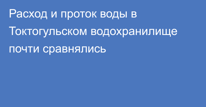 Расход и проток воды в Токтогульском водохранилище почти сравнялись