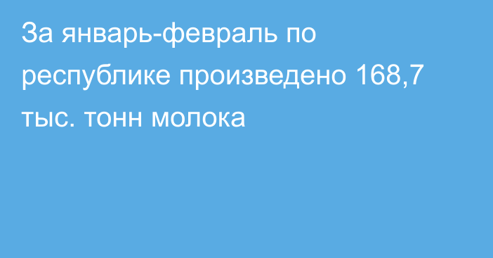 За январь-февраль по республике произведено 168,7 тыс. тонн молока