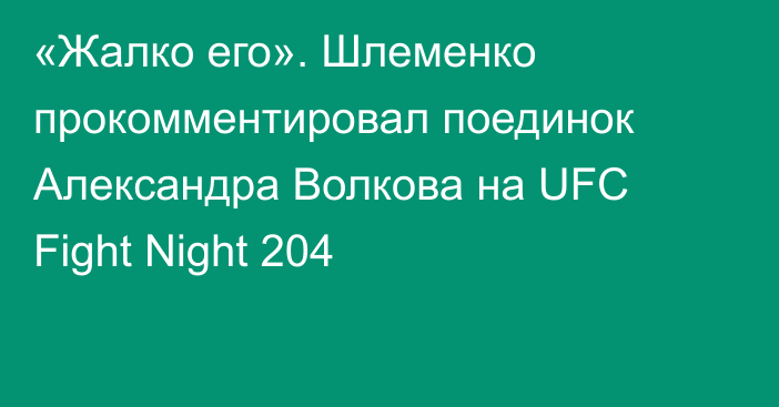 «Жалко его». Шлеменко прокомментировал поединок Александра Волкова на UFC Fight Night 204