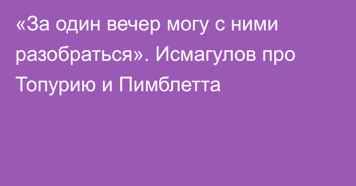 «За один вечер могу с ними разобраться». Исмагулов про Топурию и Пимблетта