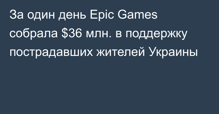 За один день Epic Games собрала $36 млн. в поддержку пострадавших жителей Украины