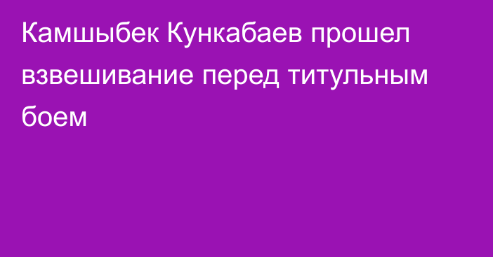 Камшыбек Кункабаев прошел взвешивание перед титульным боем