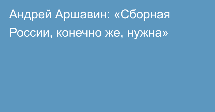 Андрей Аршавин: «Сборная России, конечно же, нужна»