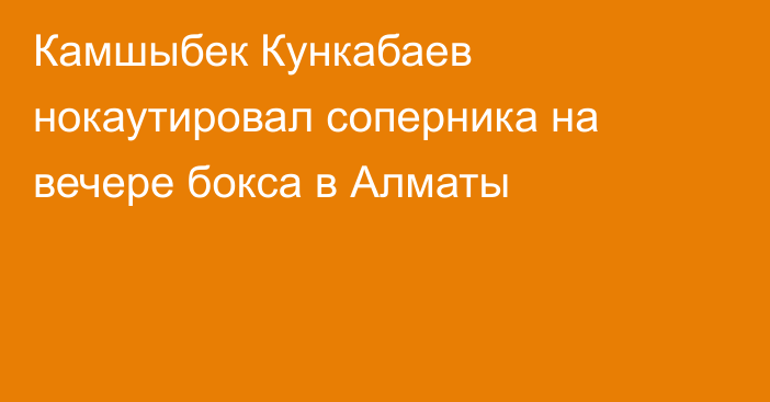 Камшыбек Кункабаев нокаутировал соперника на вечере бокса в Алматы