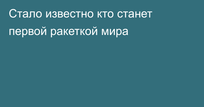 Стало известно кто станет первой ракеткой мира